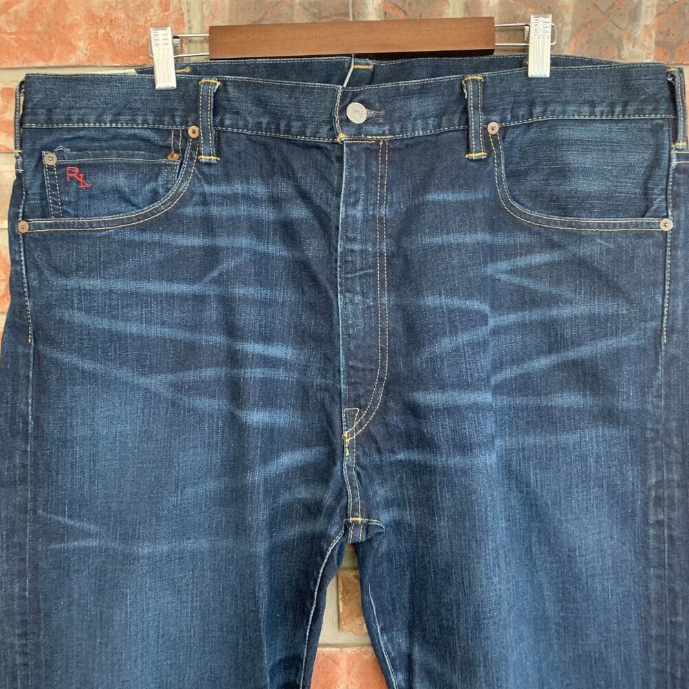 Polo Ralph Lauren Hampton Relaxed Men's 42T / 36 Dark Denim Straight Leg Jeans - Picture 5 of 14